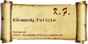 Körmendy Felícia névjegykártya